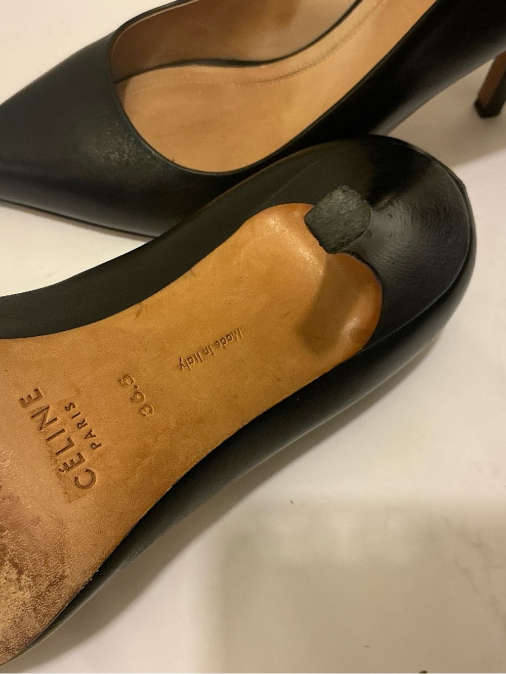 Celine Paris Black Leather Pointed Toe Pumps - Women’s Size 36.5 - Picture 5 of 10